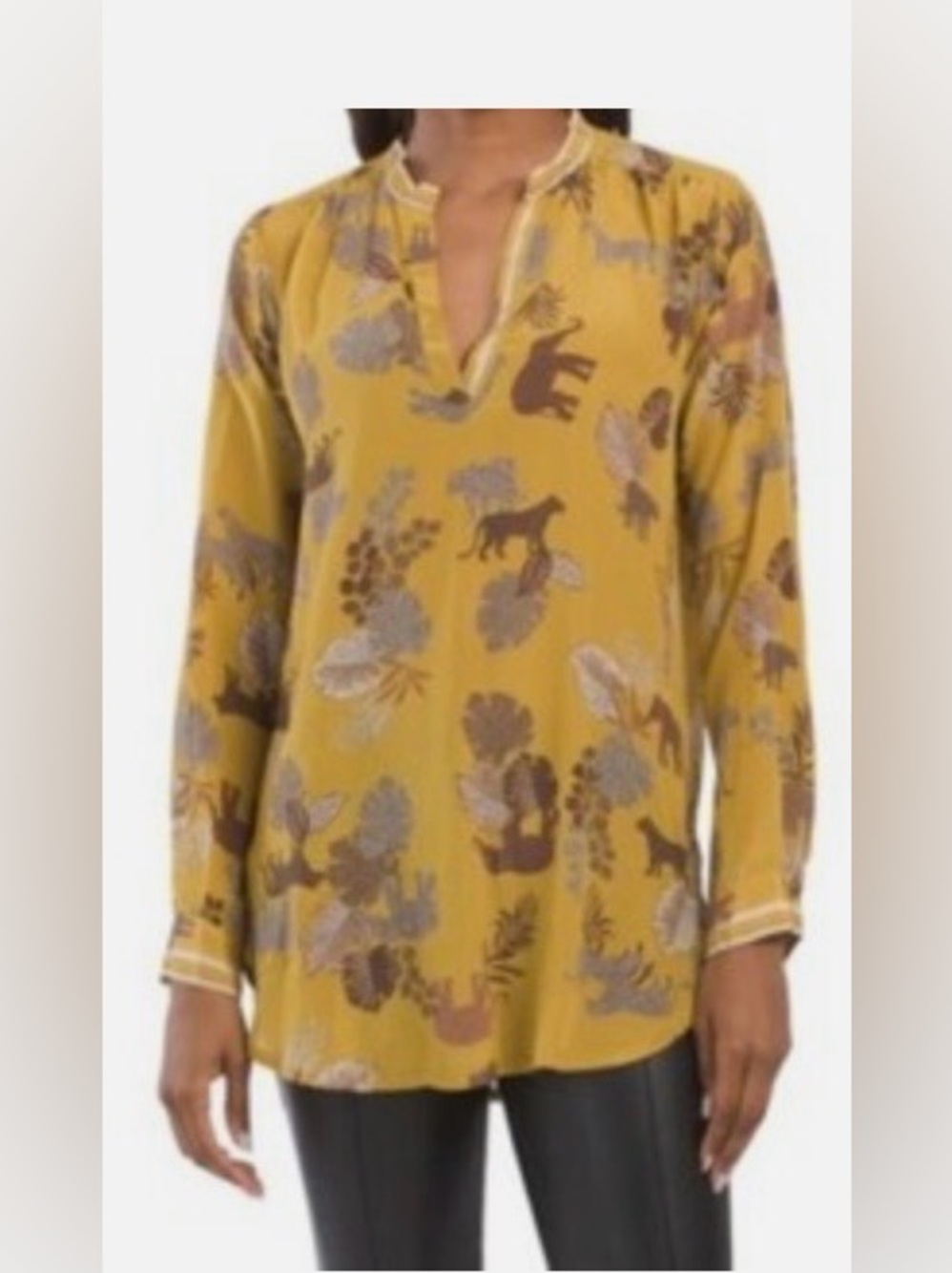 JOHNNY WAS Taly Astrid Tunic 100% Silk Tunic Blouse Large